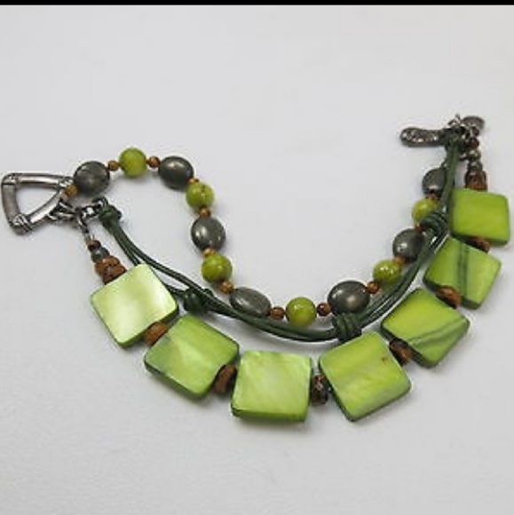 VINTAGE Silpada Mother of pearl and Pyrite Bracelet Set